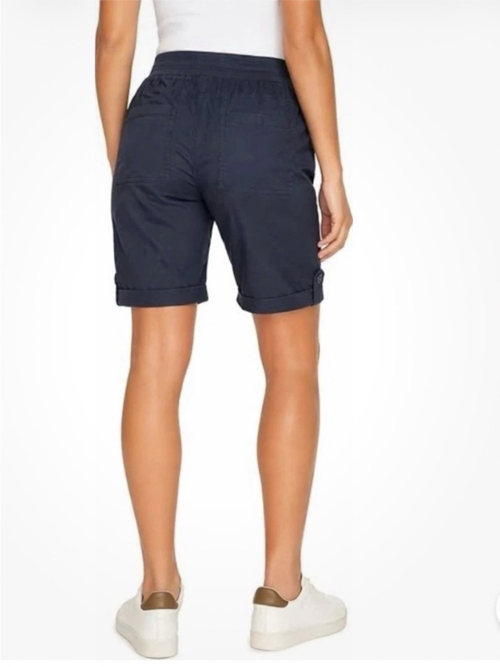 NWT Briggs Navy Elastic-Waist Bermuda Shorts with Roll-Cuff with pocket size XL - Picture 3 of 14